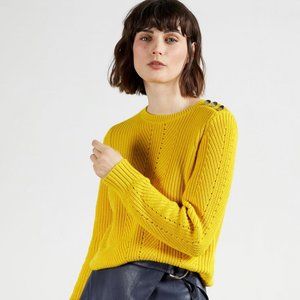 Ted Baker Hendrik Knit Crewneck Sweater in Yellow, Size 4 (Large)